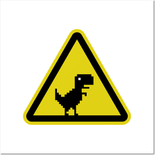 Caution Chrome T-Rex! Posters and Art